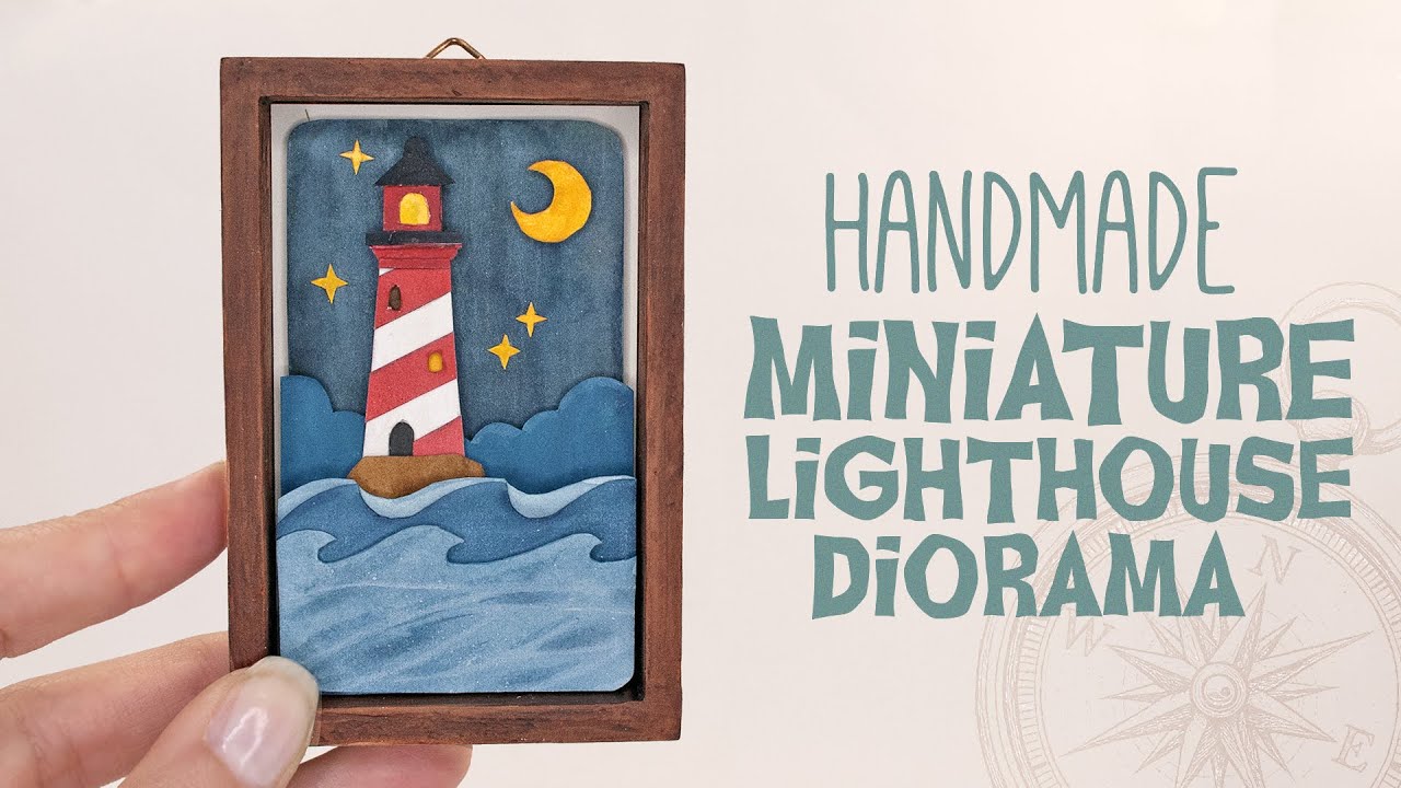 🌊 Tiny Miniature Lighthouse Diorama | Paper & Wood Craft 🛠️✨