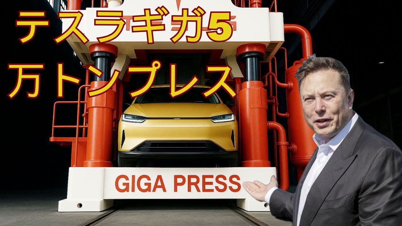 テスラが常識を覆す！ついに登場、世界最大級の50,000トン・ギガプレス機がわずか5秒で新車1台を完成させる未来工場とは？
