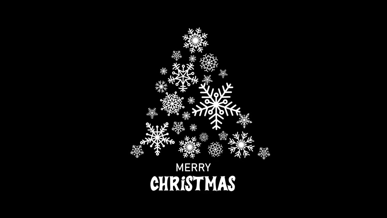 Black & White Christmas Background Loop ,Merry Christmas greetings instrumental