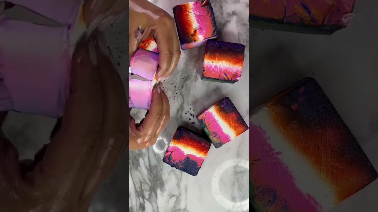 Multicolor Dyed gym chalk #asmrsound #asmr #dyedgymchalk #crunch