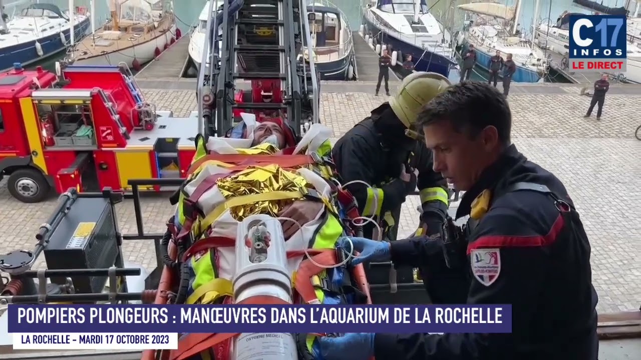 MANŒUVRES DES POMPIERS PLONGEURS AQUARIUM DE LA ROCHELLE