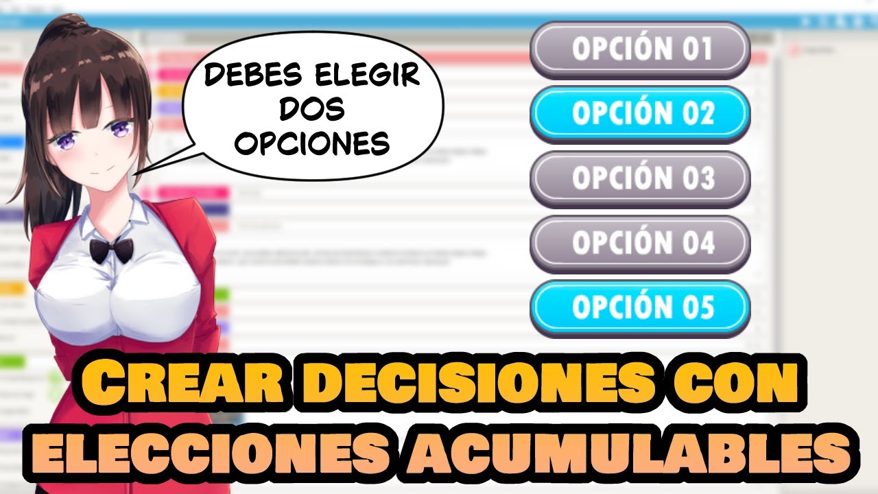 Cómo crear decisiones con elecciones acumulables | Tutorial TyranoBuilder en español