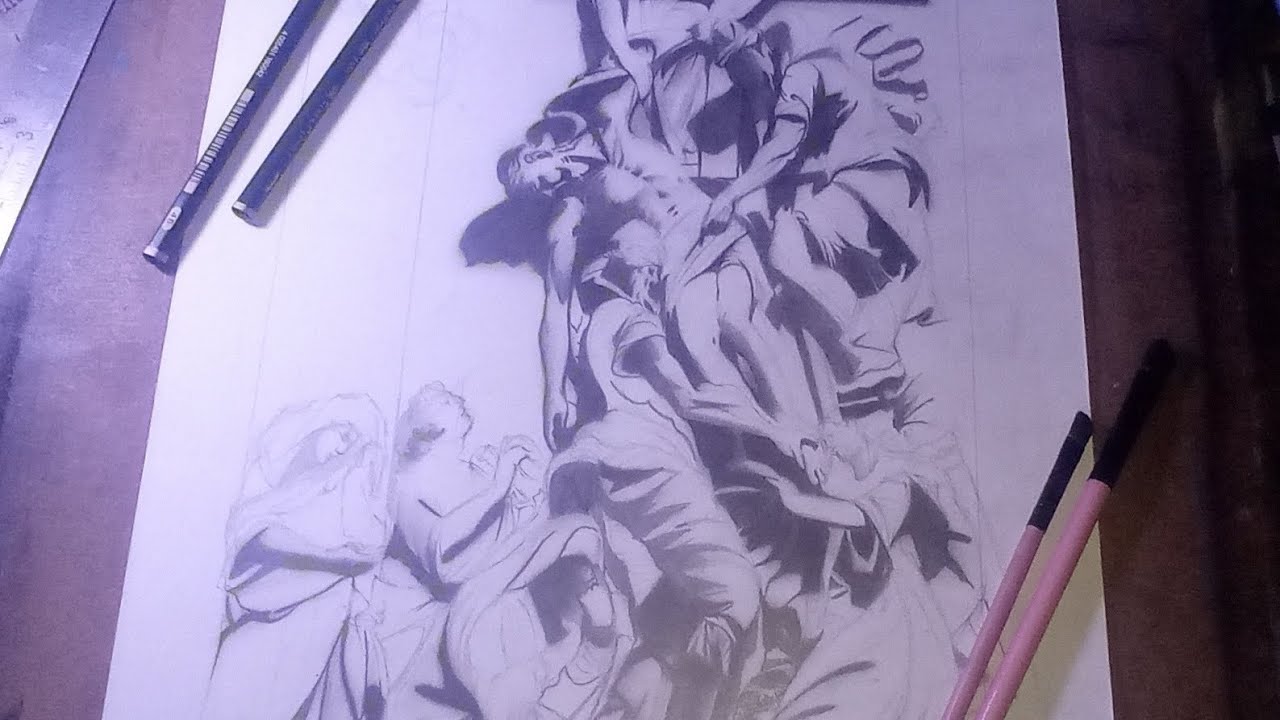 The Deposition from the Cross sculpture sketch step by step (part 1)
