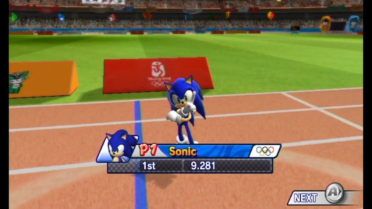 9.281s (PB) Athletics Track 100m Sprint (Sonic) Mario & Sonic at the Olympic Games Beijing 2008