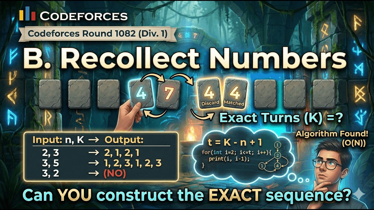 Codeforces Round 1082 (Div. 1) B. Recollect Numbers