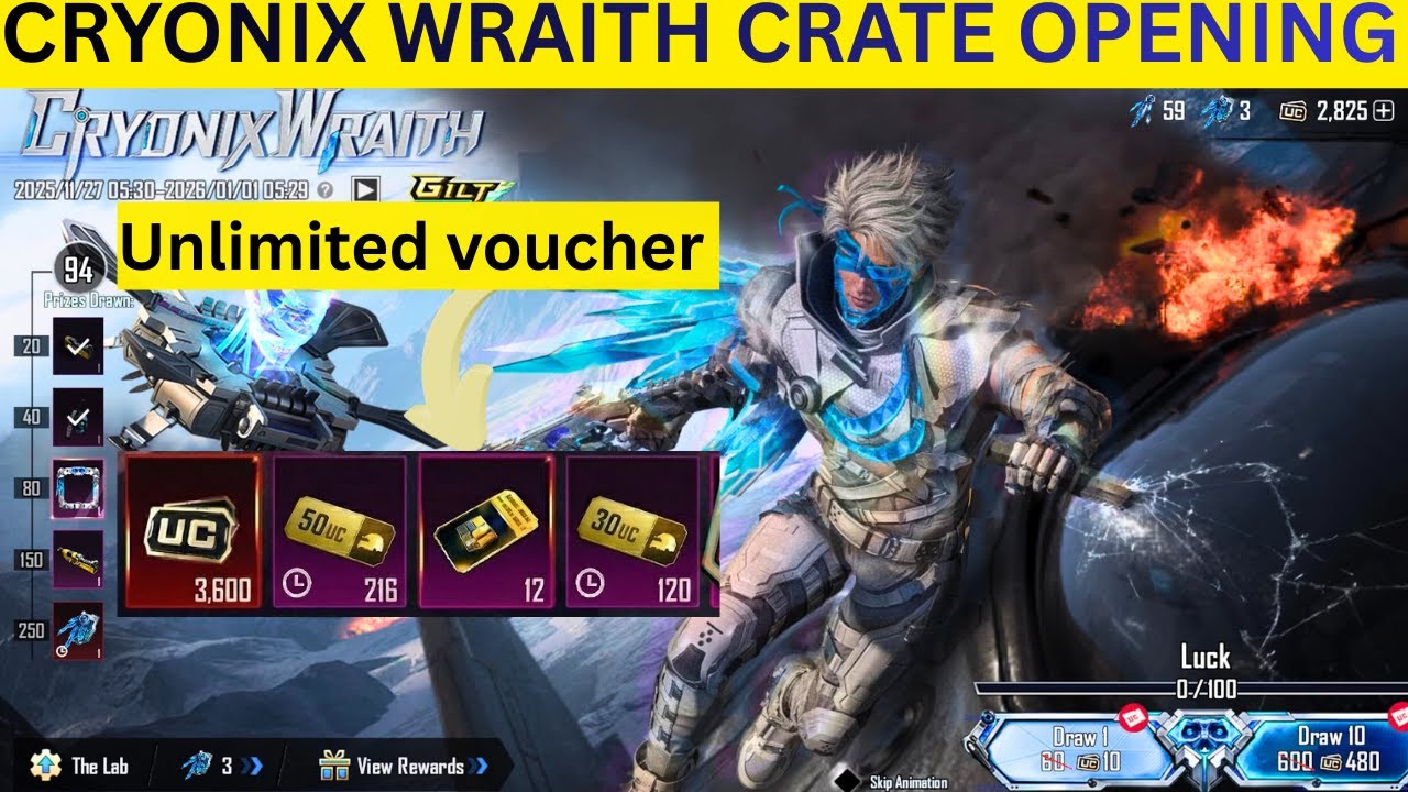 Cryonix Wraith Crate Opening with 10 uc spin bgmi