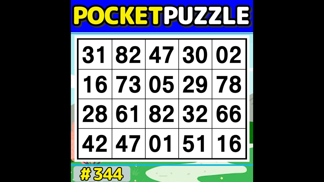 【Pocket Puzzle】 Activate your brain! 《Number Search|Brain training》 #344