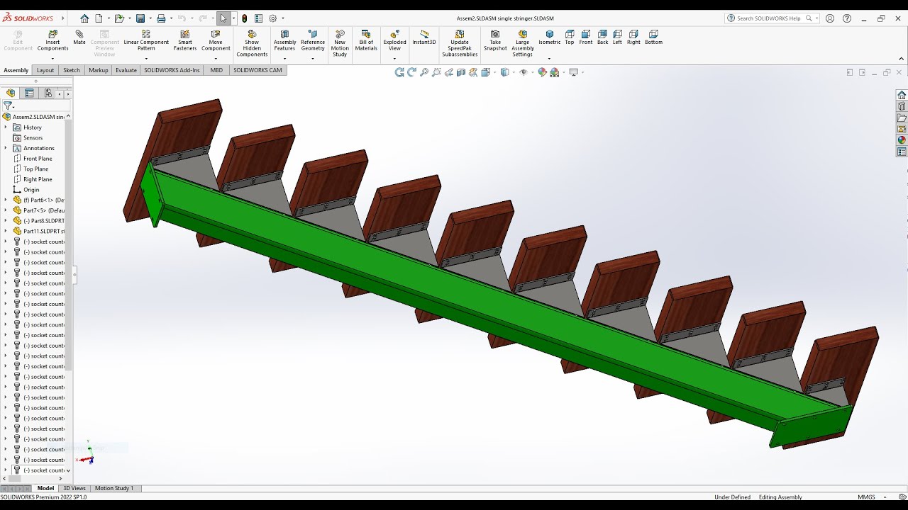 SOLIDWORKS 2022 Design a stairs with a single stringer