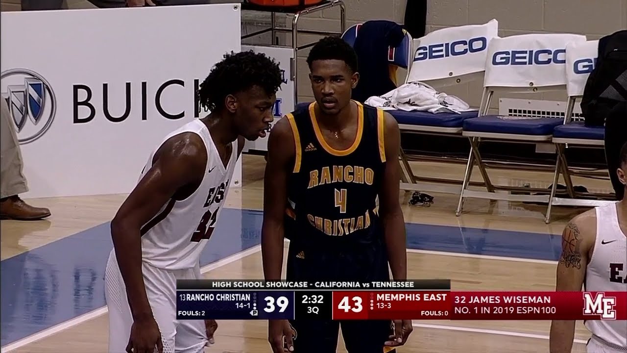 Mobley, Rancho Christian (CA) take down Wiseman and Memphis East (TN) in battle of no. 1 recruits!