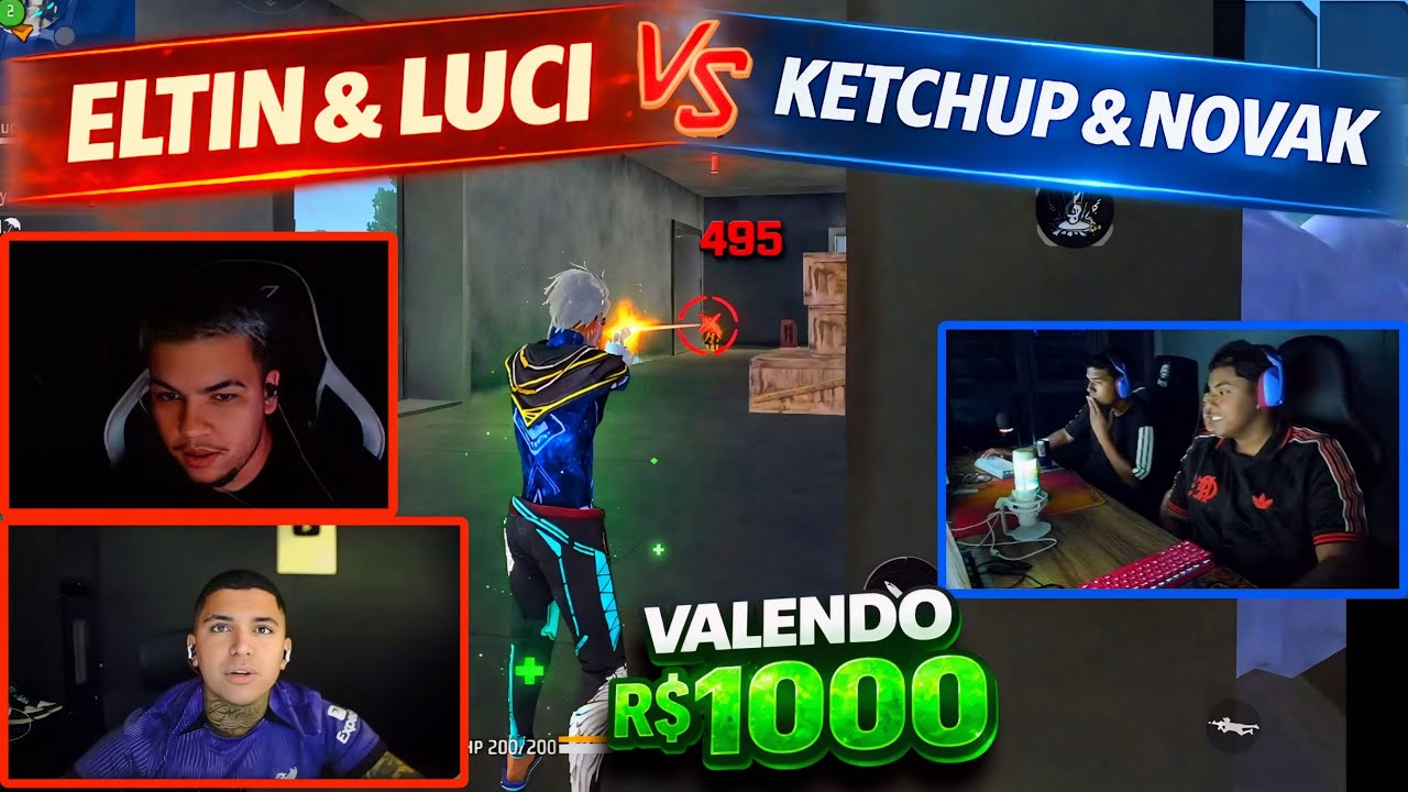 4x4 APOSTADO DE R$1000 😱 Só JOGADA INSANA! (ELTIN, LUCI e KETCHUP)