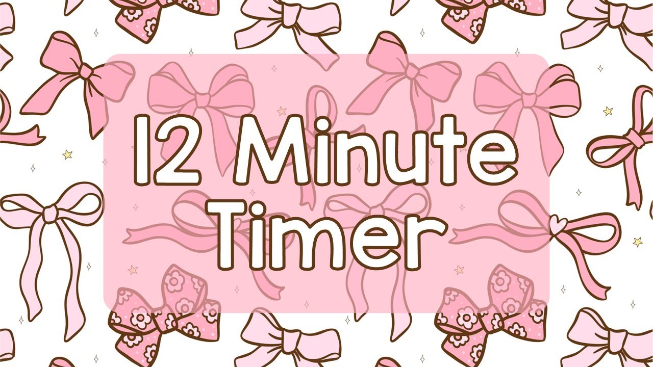 12 Minute Timer - Cute Pink Coquette Bows - Calm Ending Chime Notification - Pink Preppy Aesthetic
