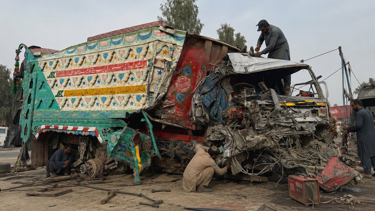 Brutal Road Accident! Truck Completely Destroyed Restoration by Pakistani Mechanics