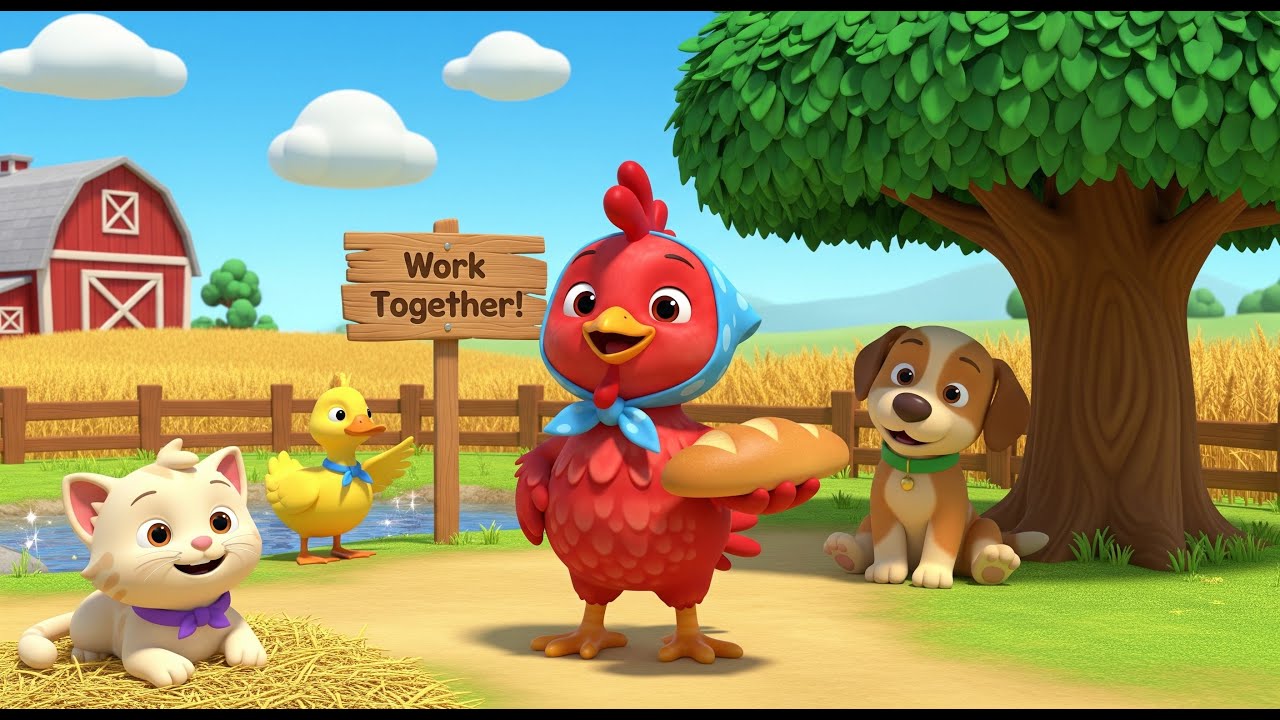 The Little Red Hen | Moral Story for Kids | Teamwork & Hard Work | Dudu Rhymes Kids