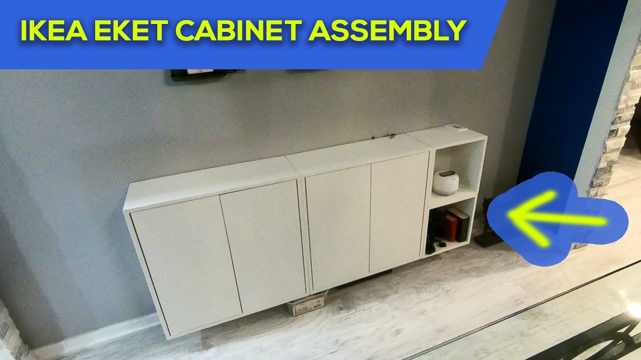 Видео по монтажу настенного шкафа IKEA EKET и сборке Eket с рейлингом