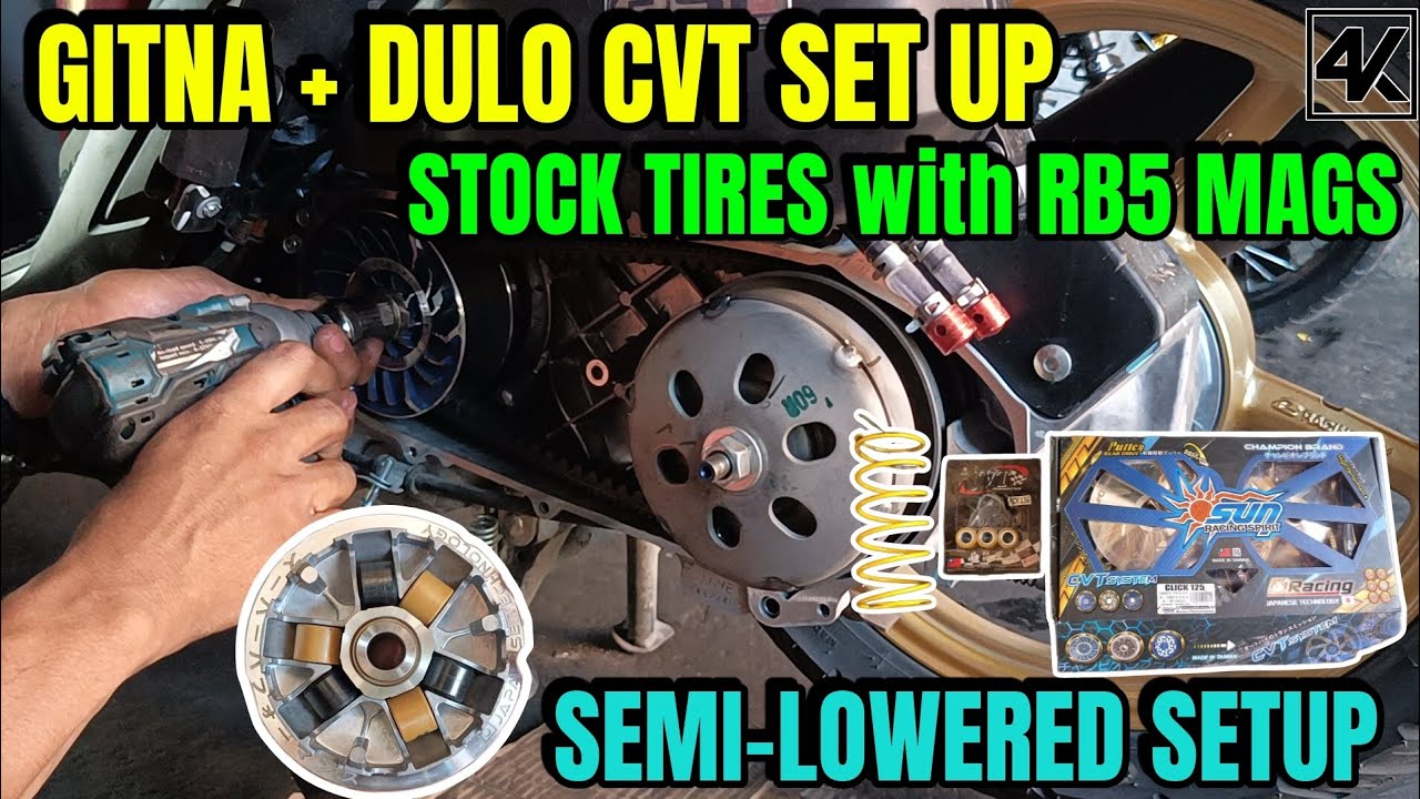 HONDA CLICK GITNA + DULO CVT SETUP USING SUN RACING PULLEY with 13x15 COMBI FLYBALL 1K + 1.2K RPM