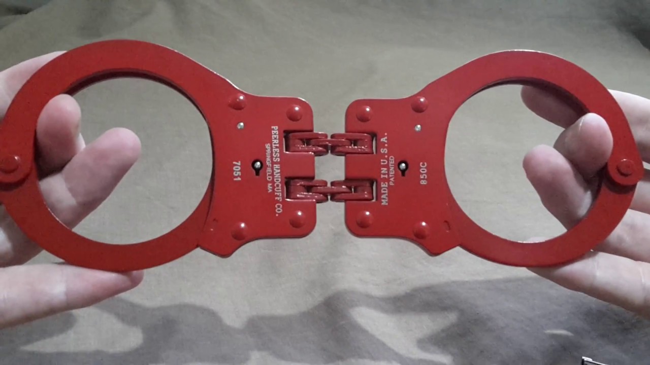 🚨🇺🇸 USA Police & Prison ~ Peerless 850C Red Hinged Handcuffs NIJ Certified