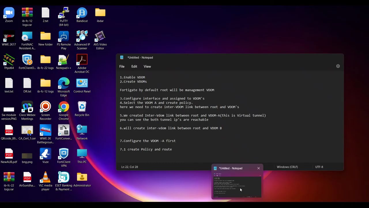 How to configur VDOM and Inter VDOM on fortigate