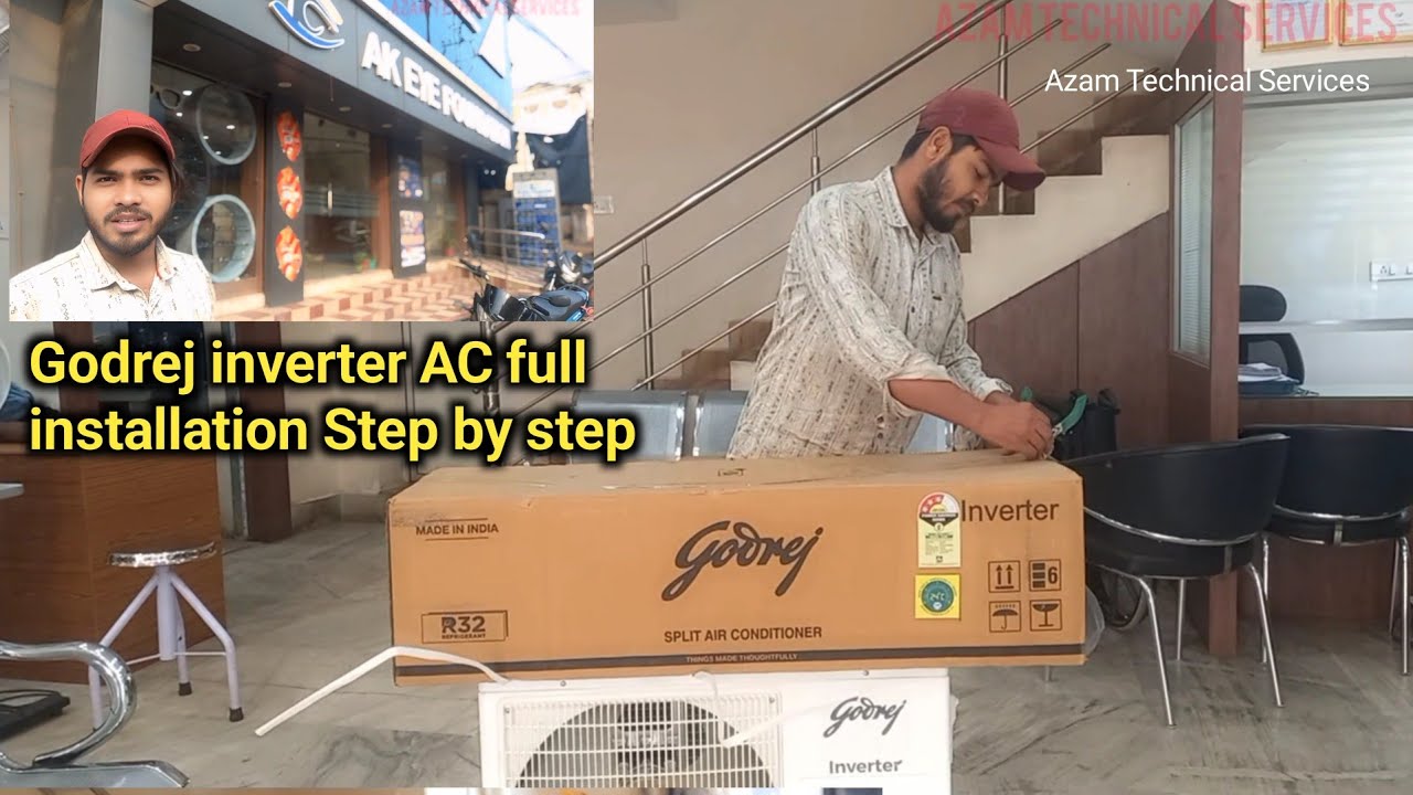 Godrej inverter AC installation. Godrej 2025 model 3 start Inverter AC. Ak Eye Foundation AC install