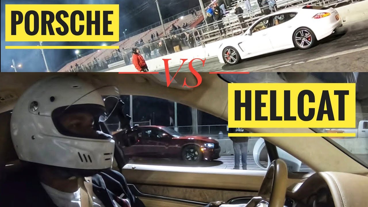 Stock Hellcat Calls Out A Twin Turbo Porsche Owner On The Drag Strip