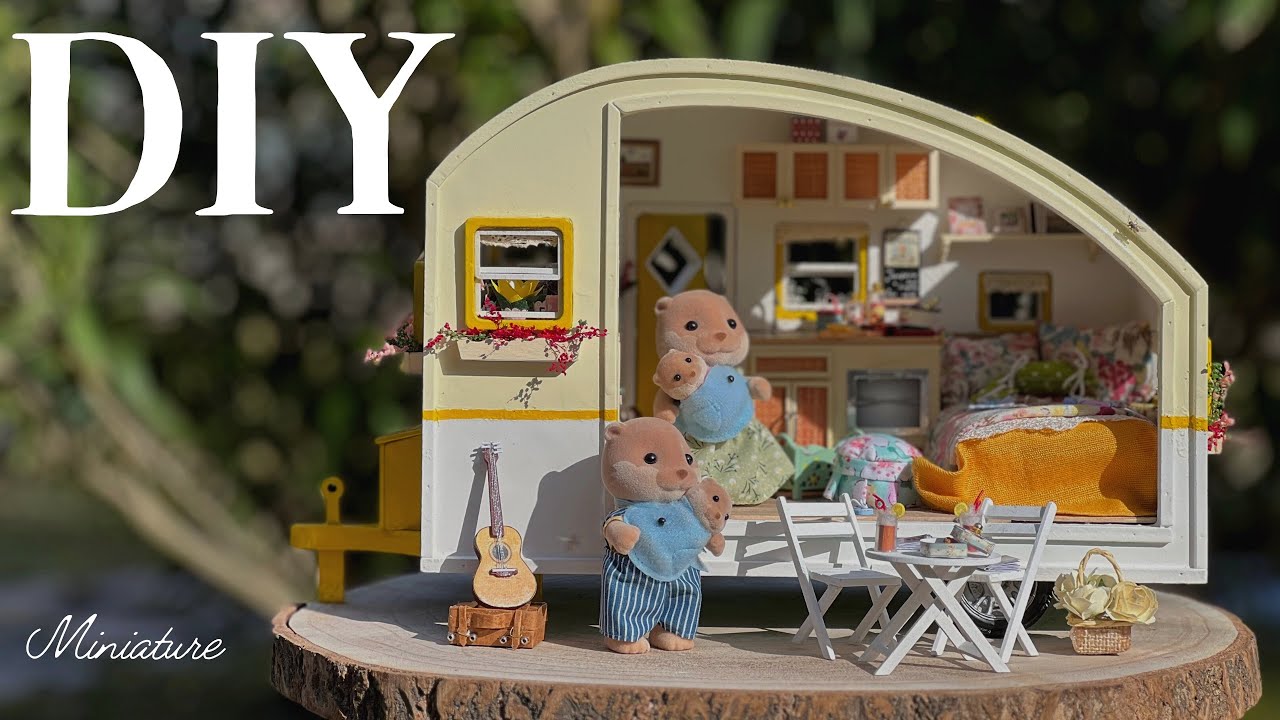 DIY miniature dollhouse kit, camper. Customized kit