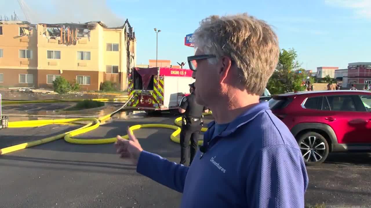 Reaction from people inside the Fairfield Inn and Suites moments after the hotel burst into flame...