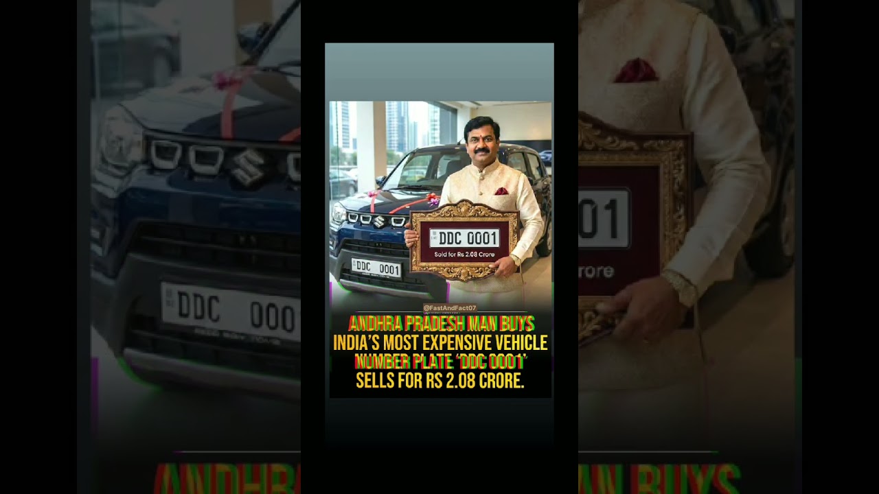 India&rsquo;s Most Expensive Number Plate DDC 0001 Sold for ₹2.08 Crore 😱🚗 #DDC0001 #IndiaNews #Viral