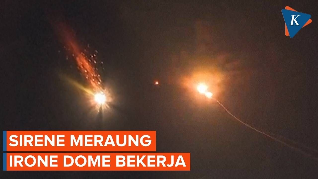 Momen Iron Dome Bekerja Cegat Rentetan Roket Iran di Langit Israel