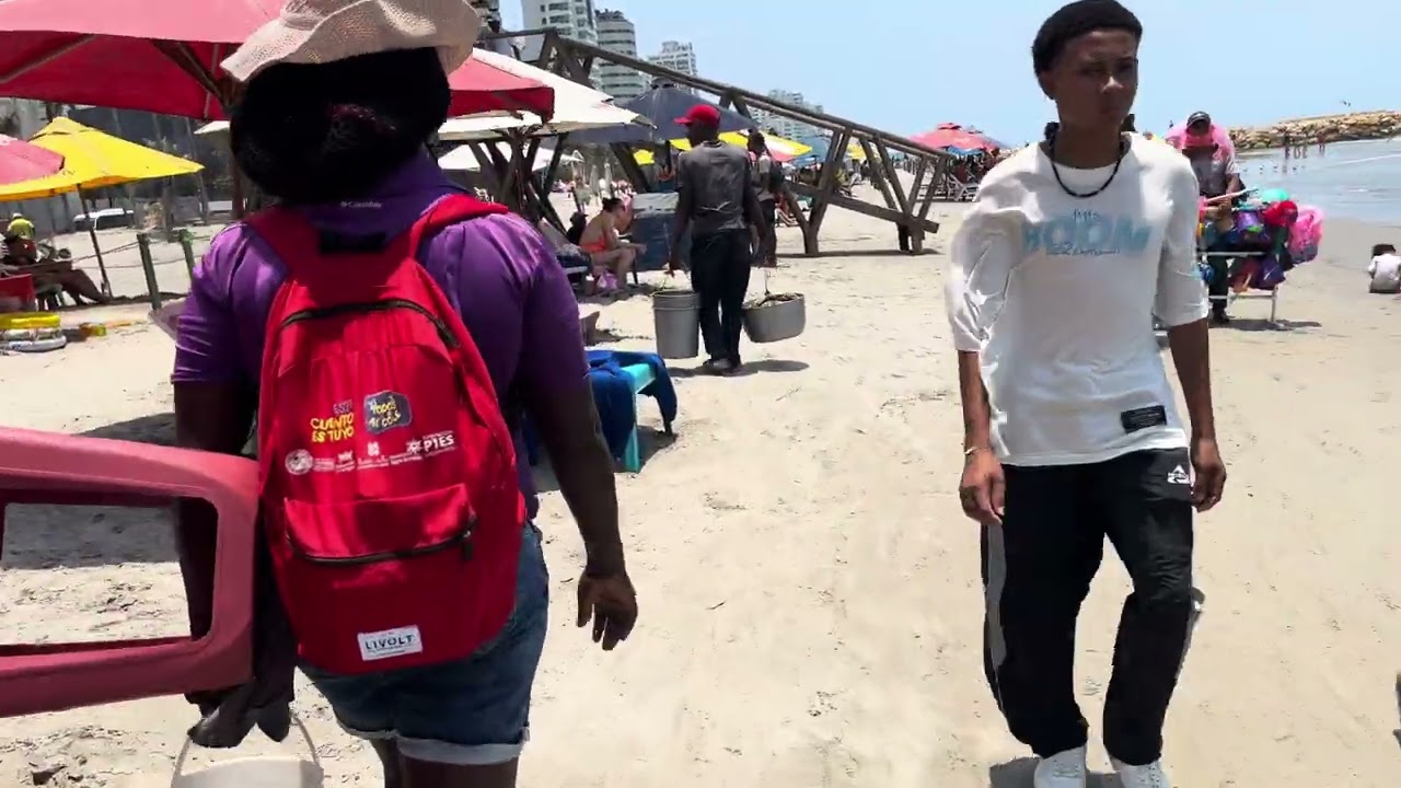 🇨🇴【4K HD】Playa Boca Grande Cartagena Colombia Beach Walk