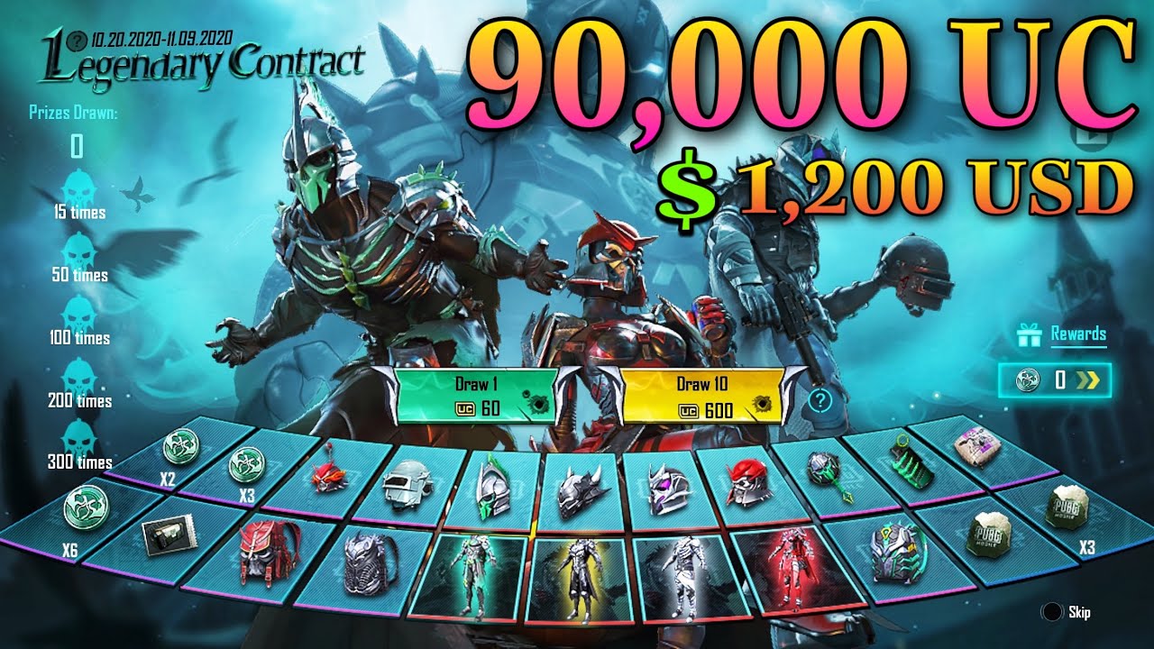 Spending 90,000 Uc For Legendary Contract ( 1200 USD ) | Pubg Mobile