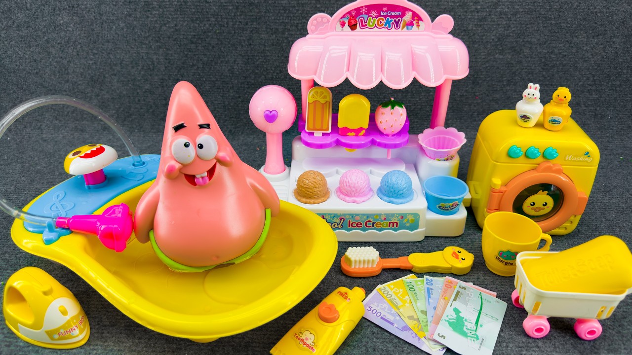 58 Minutes Satisfying Unboxing Pink Ice Cream Shop Playset, Patrick Star Bathtub Toys Review