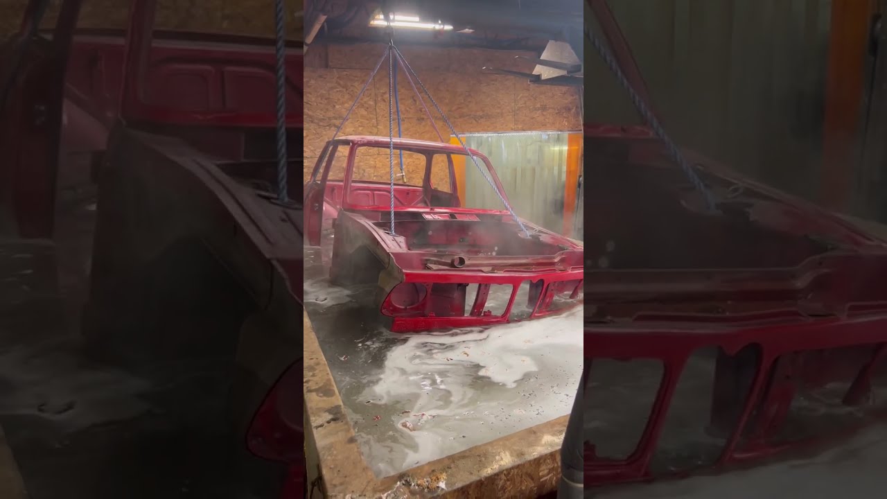 Chemical dipping a 1969 BMW 2002