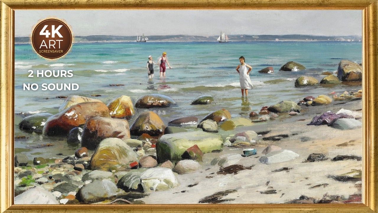 Rocky Seashore Painting — 2 Hours in 4K (No Sound) | Classic Coastal Art   --EcoArtLab
