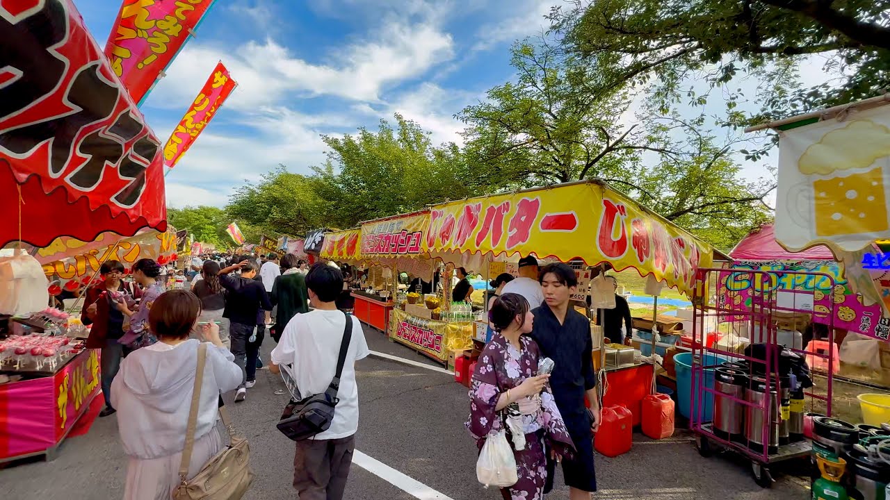 Japan food street summer festival in Owada park Saitama Japan | 4K HDR Japan Walk