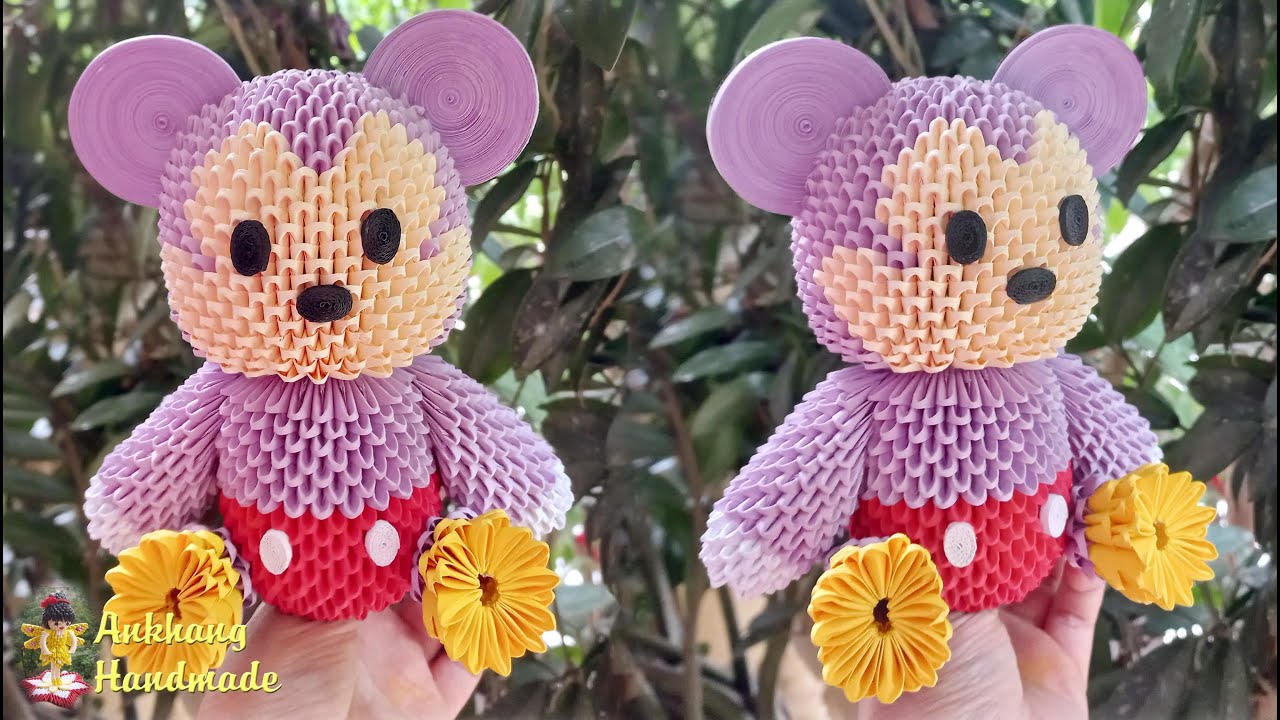 3d origami Mickey mouse tutorial P1 / DIY paper Mickey mouse toy , home decoration idea