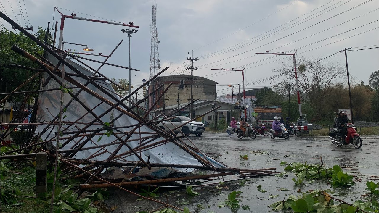คลิปเต็มพายุฤดูร้อนถล่มเมืองกาญ