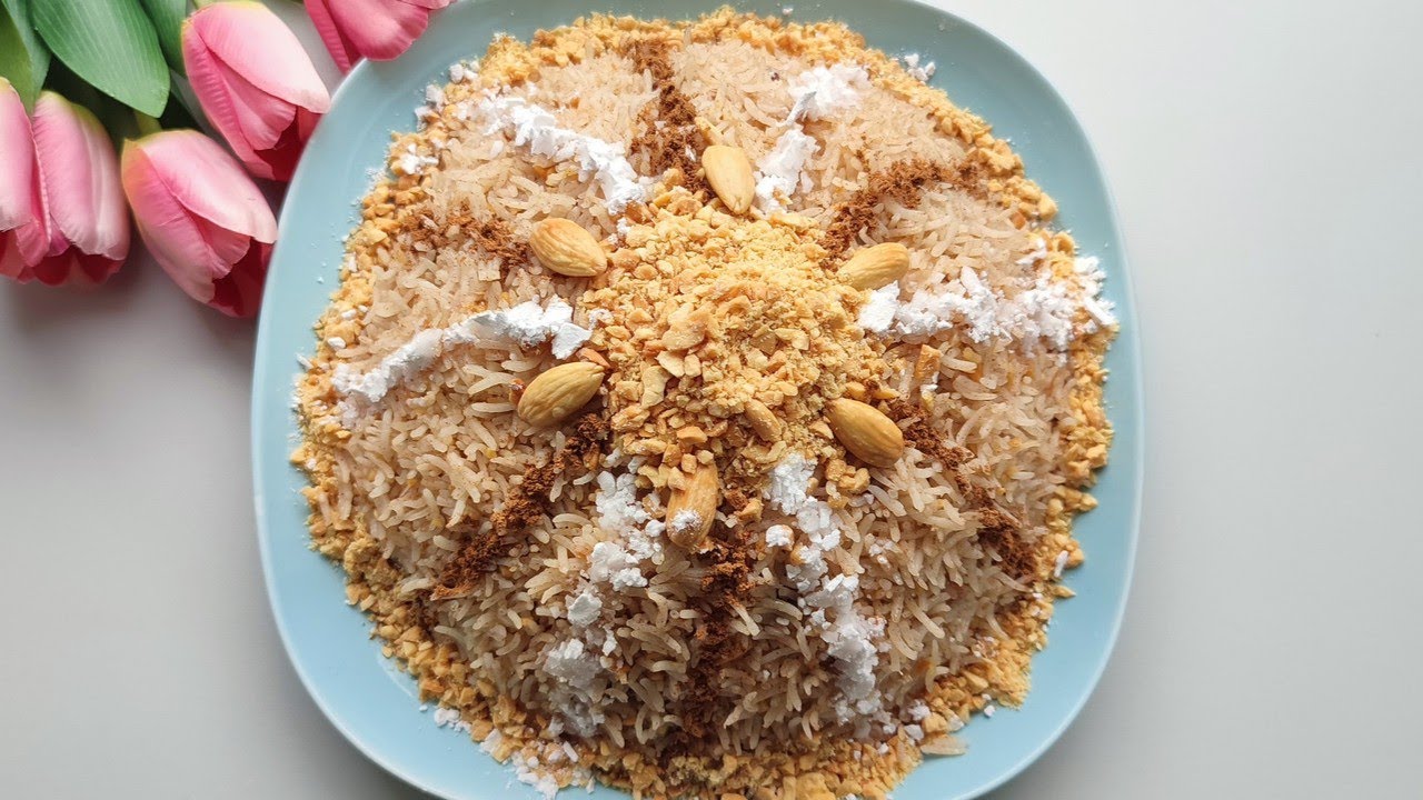 Seffa de arroz, dulce y delicioso😋canela, almendras... /Rice seffa, sweet and delicious😋cinnamon...