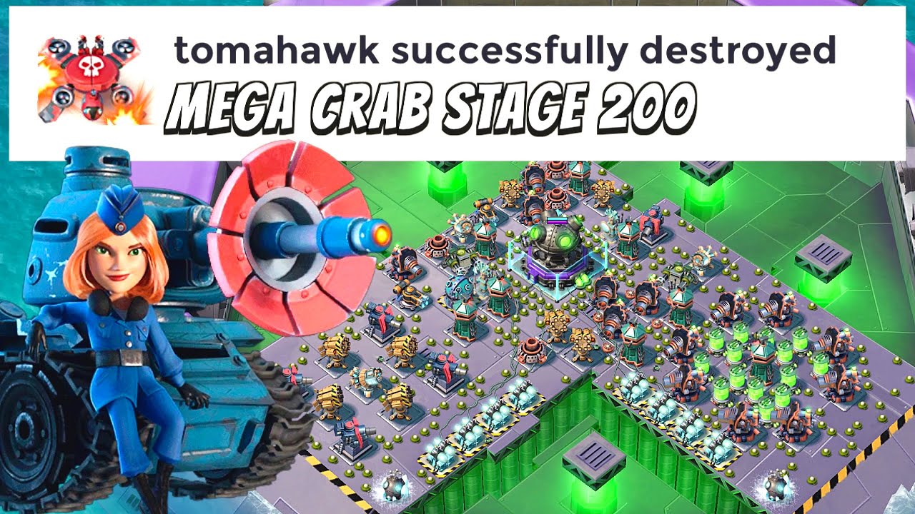 stage 200 MEGA CRAB killed 👌🏼 Lazortrons/Bullit // BOOM BEACH attack strategy/gameplay