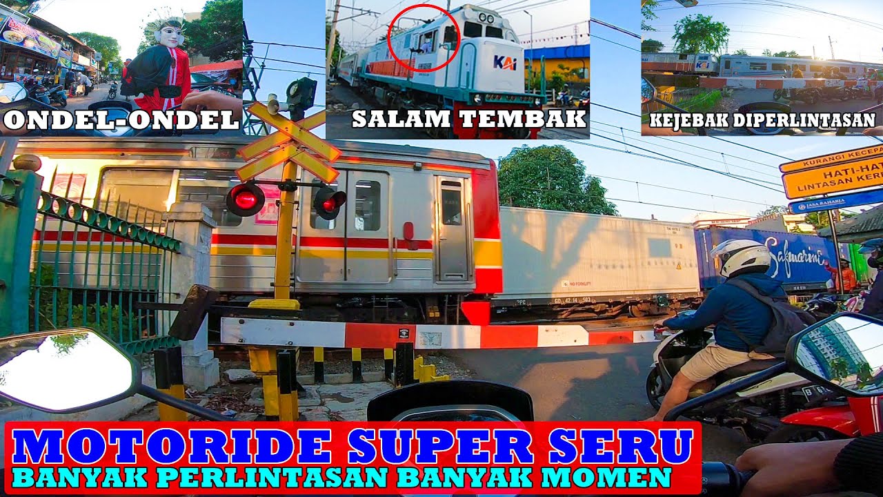 SERU..! MOTORIDE Sore Hari Mengejar Banyak Kereta Api Dari Perlintasan Keperlintasan, Luar Biasa...