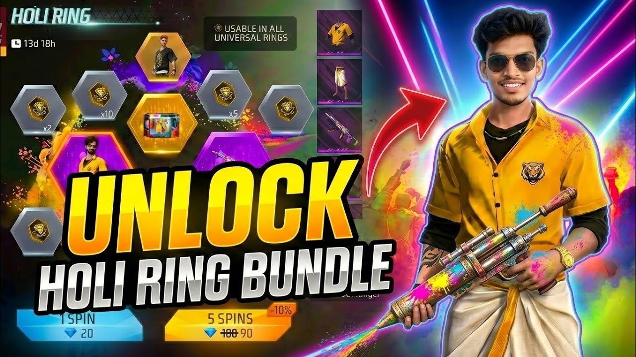 HOLI RING EVENT UNLOCK FREE FIRE 😍lHOLI RING EVENT SPINNING|TAMIL I FREE FIRE NEW EVENT TODAY 🤯