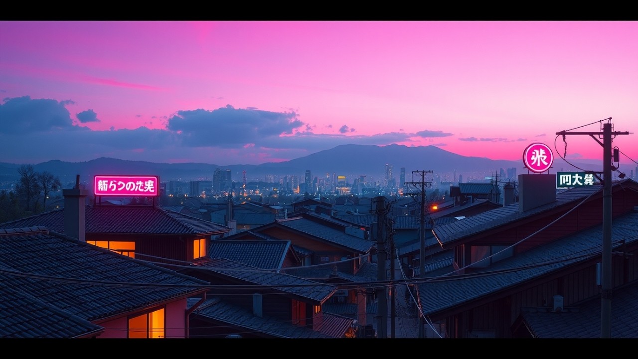 Midnight Calm Across a Japanese Town 🏮 Long Rainy Lofi Beats