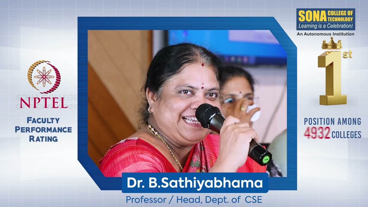 Sona College Faculty Ranks #1 in India in NPTEL | Top Among 7000+ Colleges for the 6th Time!
