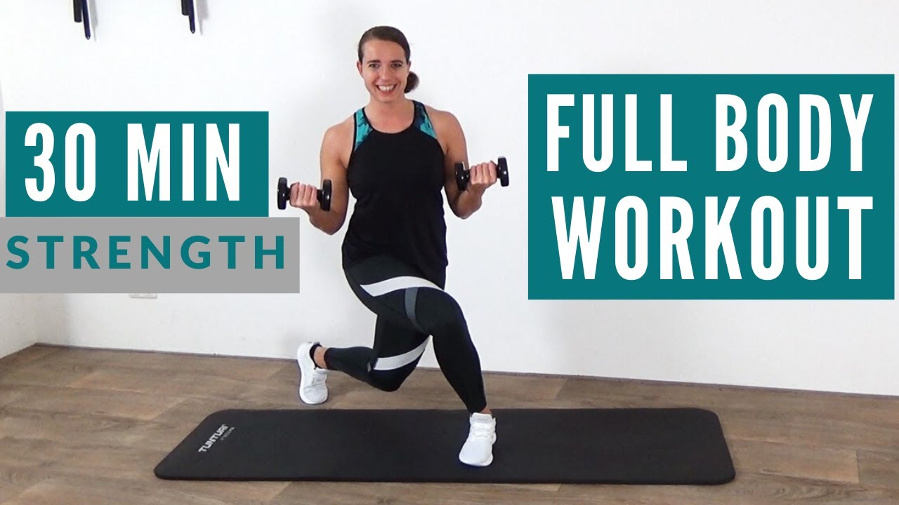 30 Minute Full Body Strength Workout at Home – Total Body Strength Exercises – With Dumbbells