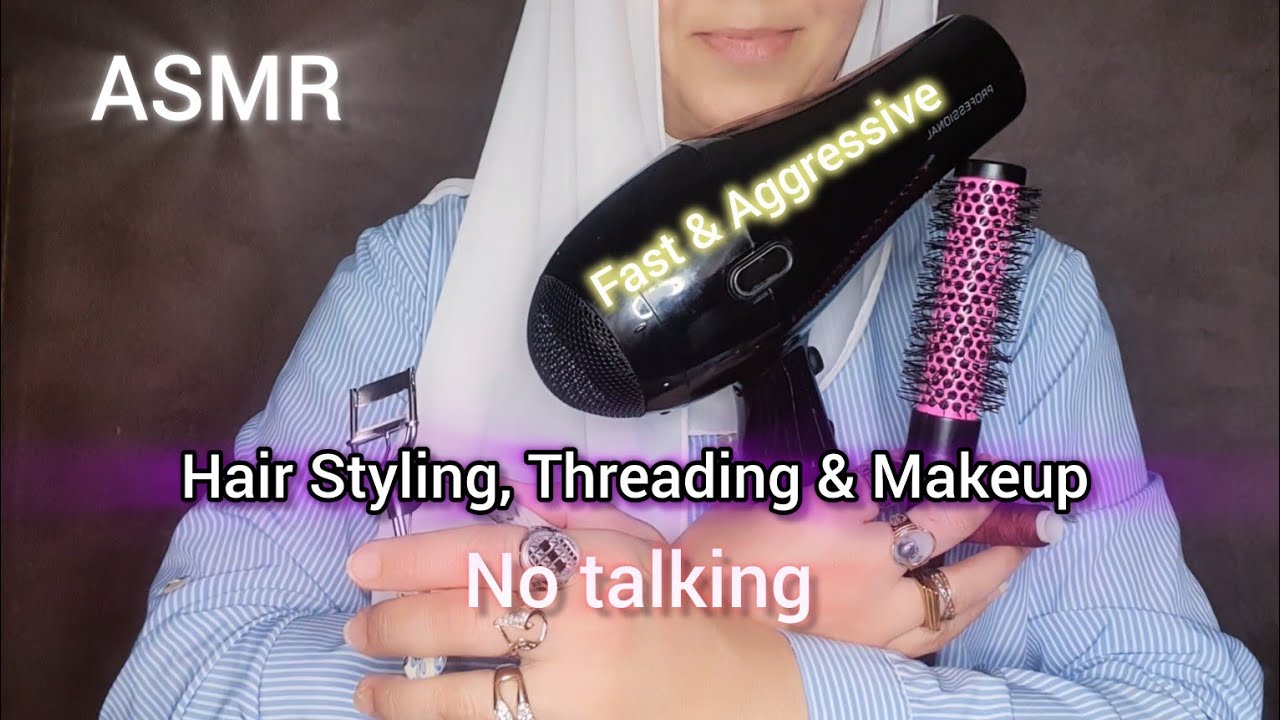 ASMR🌟 Hair Styling  Eyebrow Threading & Makeup | Invisible Clips | No Talking