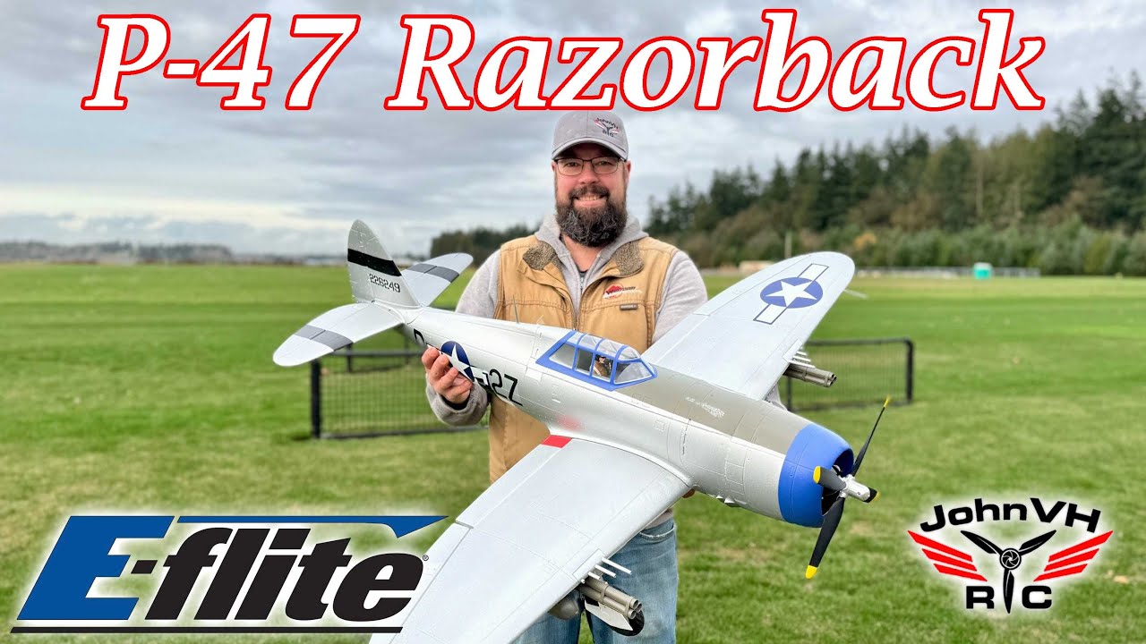 Первый полет самолета E-Flight P-47 Razorback 1.2m @horizonhobby