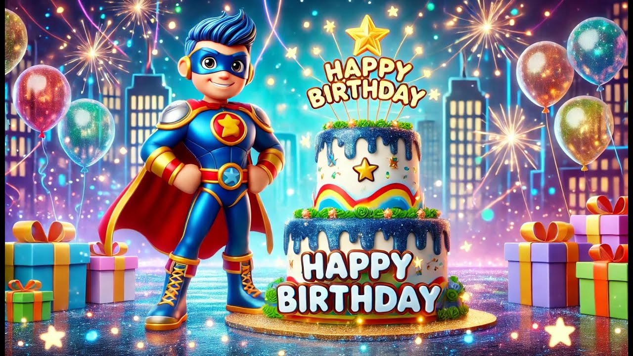 🎂 Superhero Birthday Cake | Countdown Timer & Happy Birthday Song 🎉🦸‍♂️