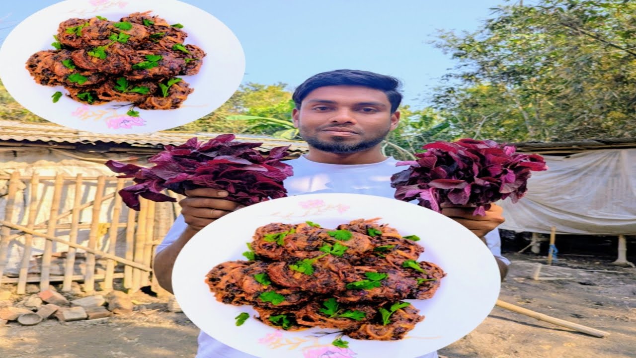 লাল শাকের পকোড়া।