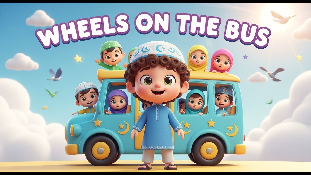 Wheels on the Bus | Islamic Kids Rhyme 🇬🇧 | Muslim Kids Learning with Sufyan