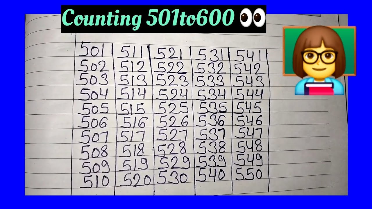 How to learn Counting 501 to 600. Counting 501to600 in English.