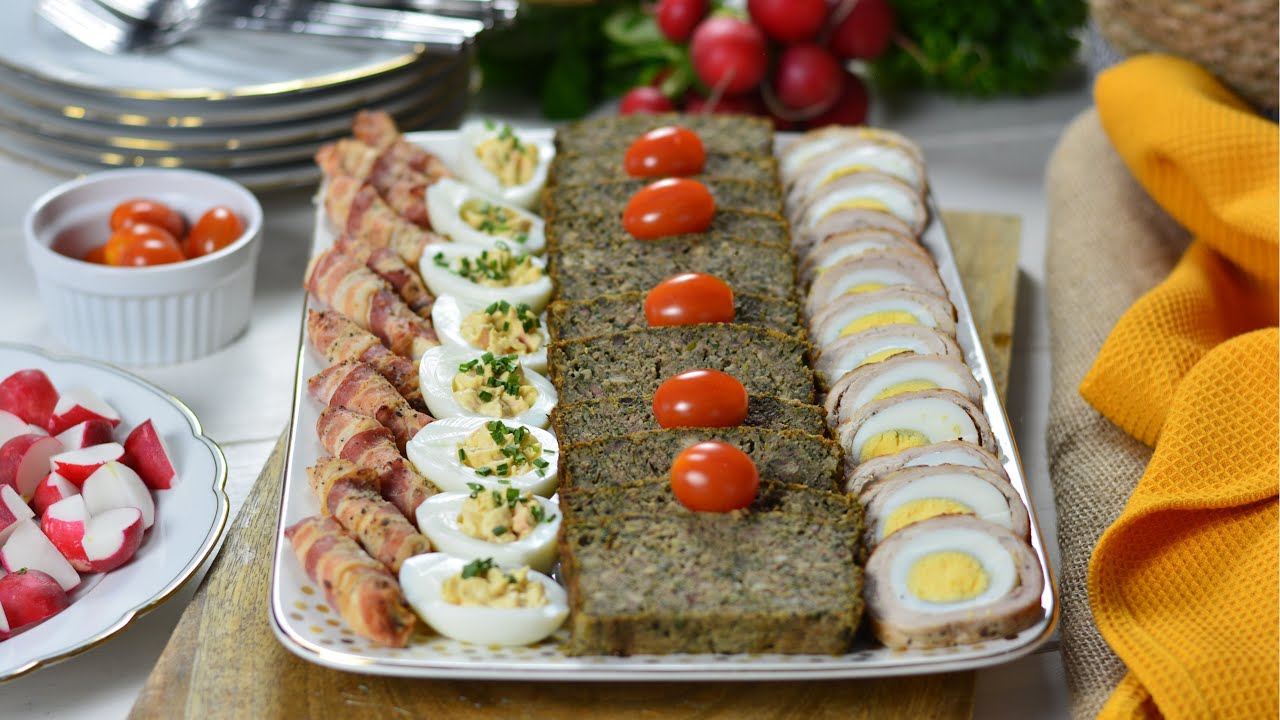 Aperitive pentru Pasti: drob, rulou cu ou, pui invelit in bacon, oua umplute | Taby's Welt