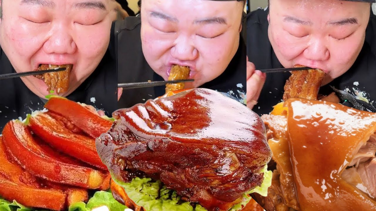【大胃王挑戰】挑戰徐州特色冰糖大肘子！整隻軟糯脫骨入口即化，大片把子肉吸著吃超夠味｜Food Challenge【櫻木花胖】